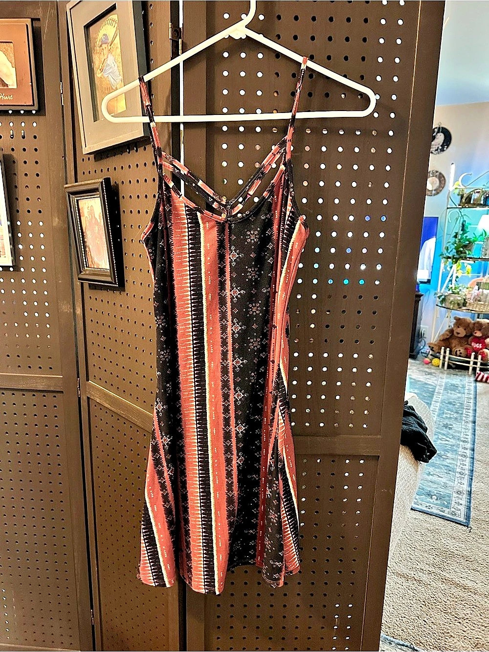 Kardashian Kollection Striped Mini Dress in Black & Pink Size XS